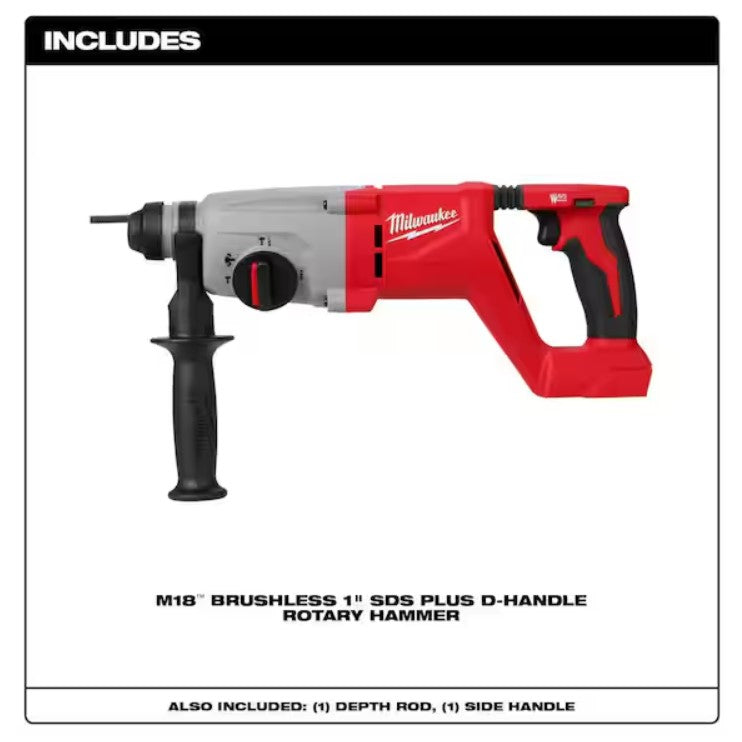 Milwaukee 2613-20 M18 BRUSHLESS 1" SDS PLUS D-HANDLE ROTARY HAMMER