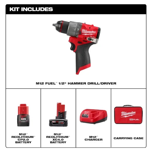 Milwaukee 3404-22 M12 FUEL HAMMER DRILL KIT
