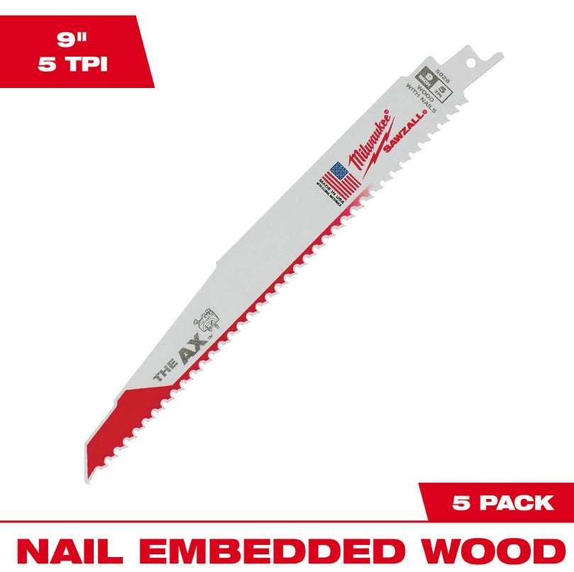 Milwaukee 48-00-5026 BLADE RECIP 5TX 9IN 5PK