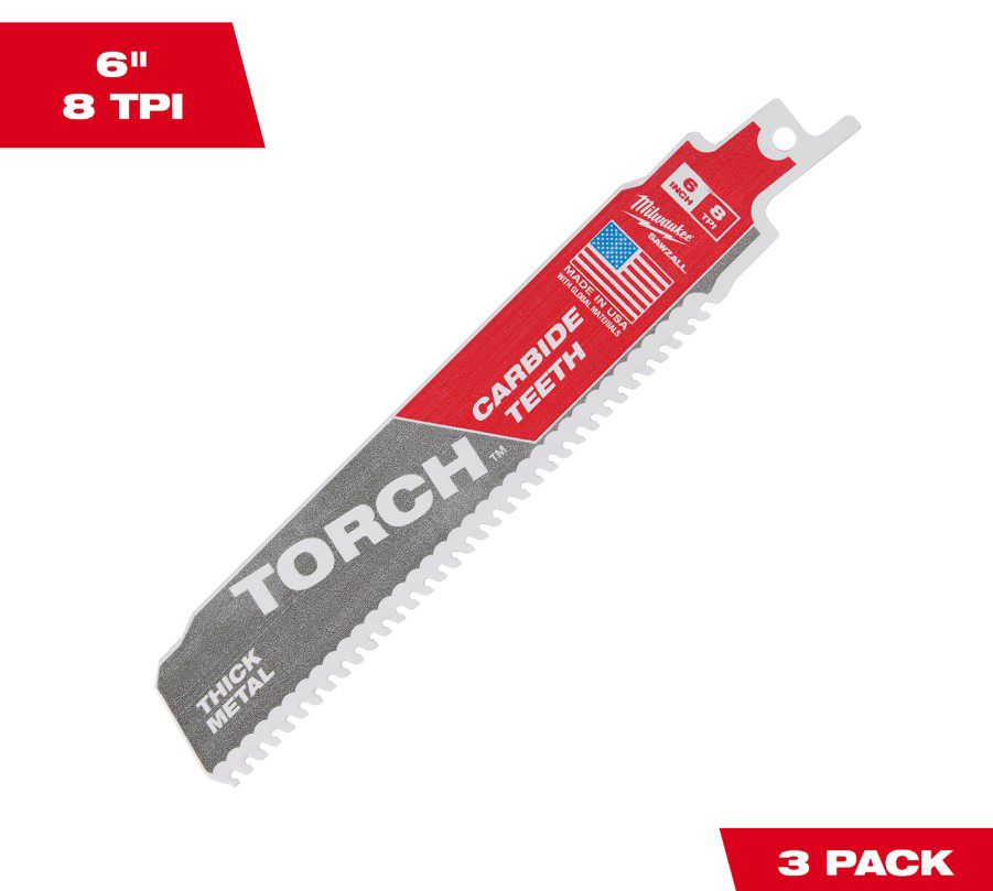 Milwaukee 48-00-5301 6" 8TPI THE TORCH WITH CARBIDE TEETH 3PK