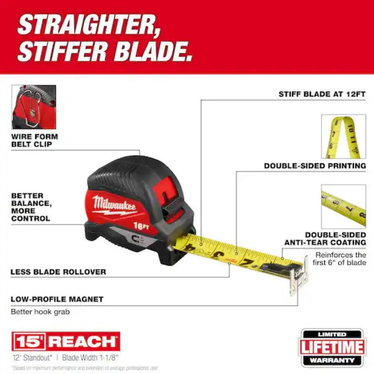 Milwaukee 48-22-1016M 16FT MAGNETIC TAPE MEASURE