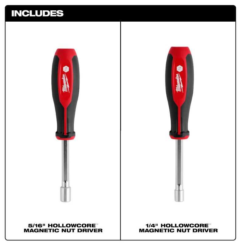 Milwaukee 48-22-2542 2PC SAE HOLLOWCORE MAGNETIC NUT DRIVER SET