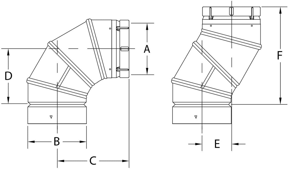 ECCO BVENT 200414 490EL 4X90 DOUBLE WALL ELBOW