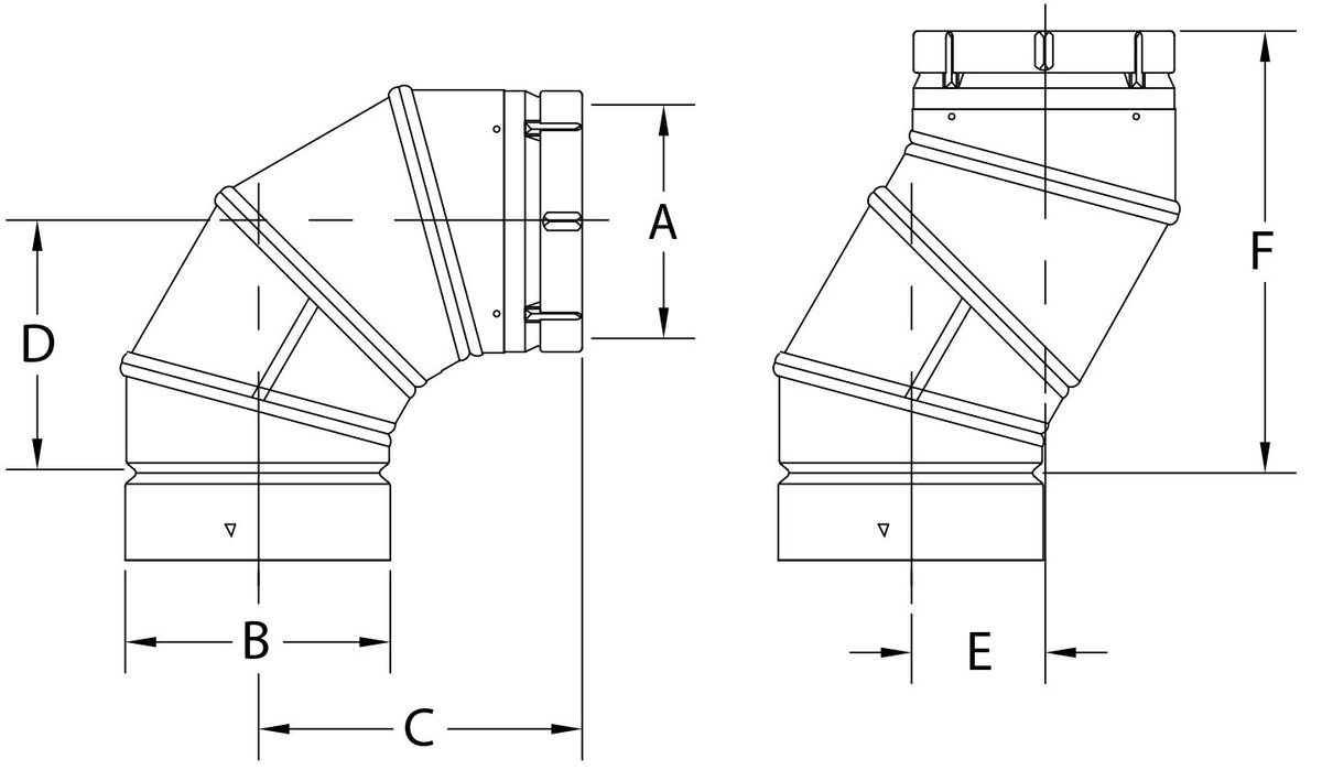 ECCO BVENT 200414 490EL 4X90 DOUBLE WALL ELBOW
