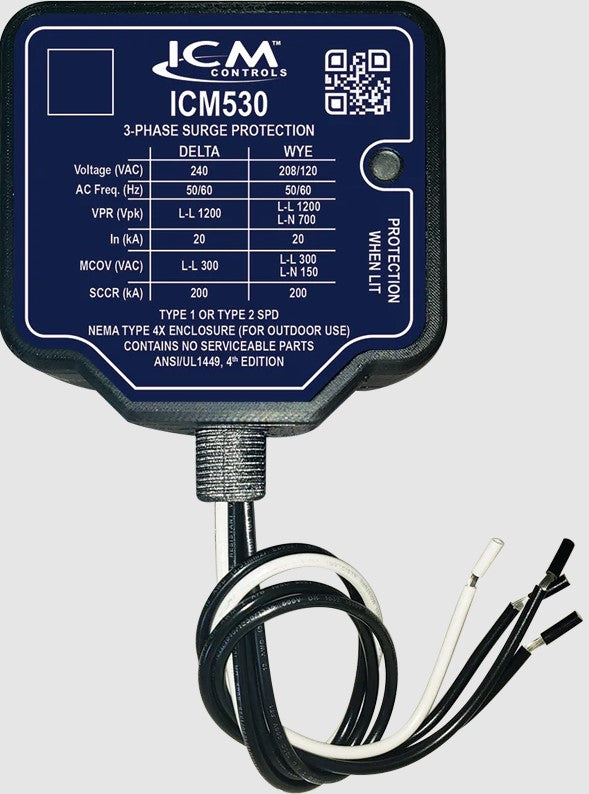 ICM Controls ICM530-3PH SURGE PROTECTIVE DEVICE, DELTA 240VAC OR WYE 120/208VAC
