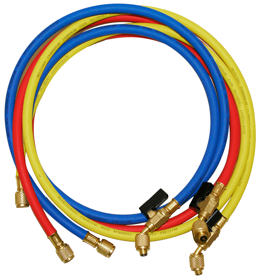 NAVAC NH5SC Refrigerant Hoses 5 Ft Long (Red, Blue, Yellow) 3Pcs