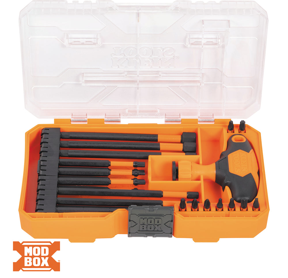 Klein 33804 PROFLEX IMPACT-RATED INTERCHANGEABLE RATCHETING T-HANDLE SET, 23-PIECE