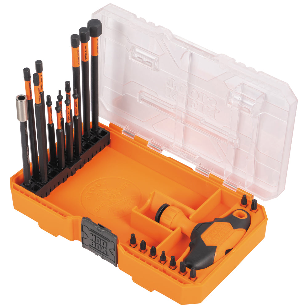 Klein 33804 PROFLEX IMPACT-RATED INTERCHANGEABLE RATCHETING T-HANDLE SET, 23-PIECE