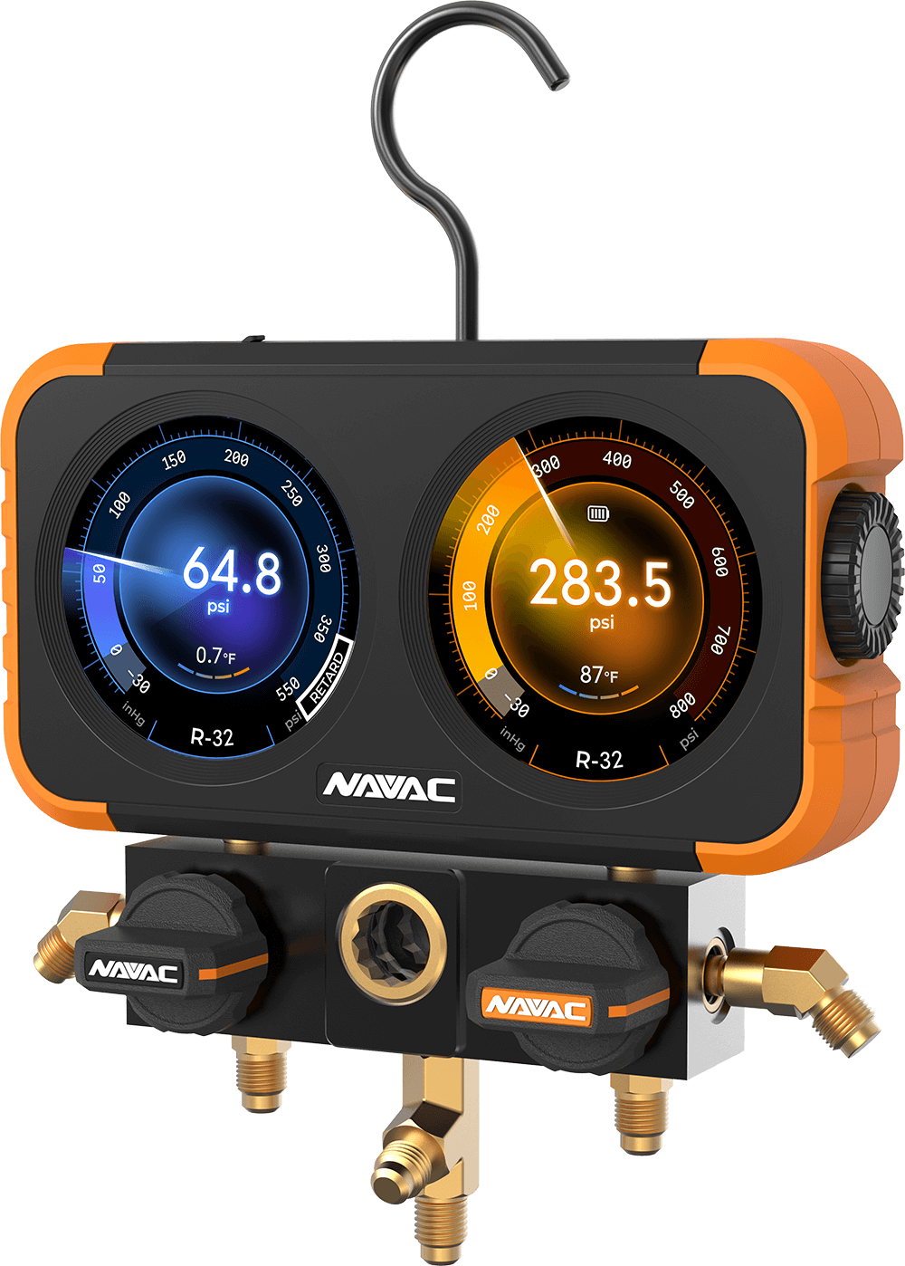 NAVAC N2DX FLEX-X Manifold Gauge, Digital Display, HD Color Graphic Interface, 72 refrigerants, A2L