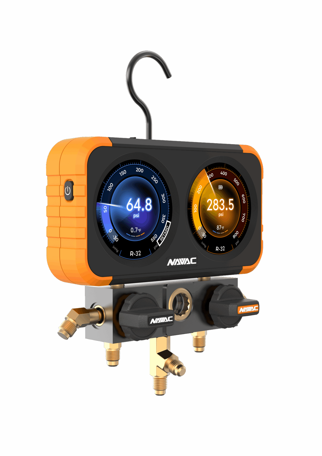 NAVAC N2DX FLEX-X Manifold Gauge, Digital Display, HD Color Graphic Interface, 72 refrigerants, A2L
