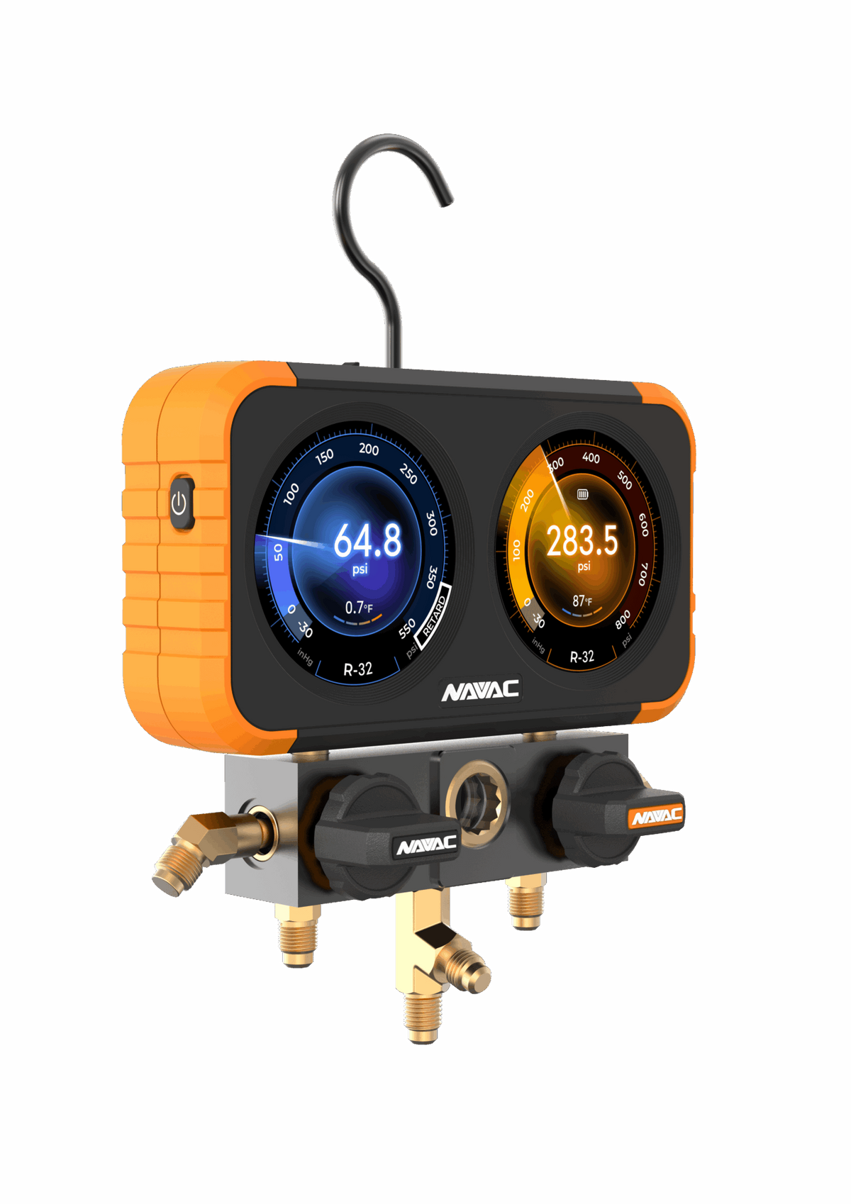 NAVAC N2DX FLEX-X Manifold Gauge, Digital Display, HD Color Graphic Interface, 72 refrigerants, A2L