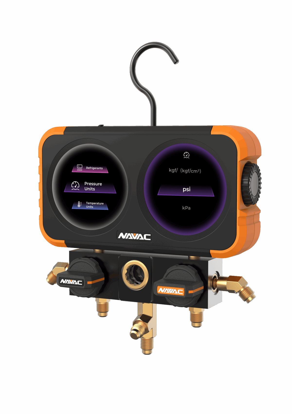 NAVAC N2DX FLEX-X Manifold Gauge, Digital Display, HD Color Graphic Interface, 72 refrigerants, A2L
