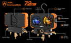 NAVAC N2DX FLEX-X Manifold Gauge, Digital Display, HD Color Graphic Interface, 72 refrigerants, A2L