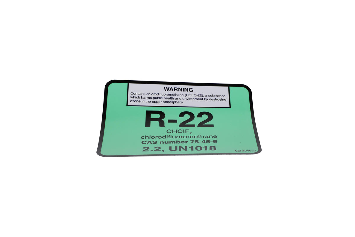 Diversitech 04022 Refrigerant ID Label, 3 in L, Vinyl, Acrylic Adhesive, Domestic