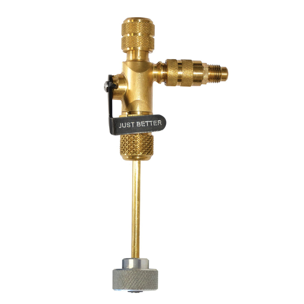 JB Industries A32525SVT Vacuum Rated Valve Core Removal Tool With 1/4 in Slide Valve Side Port and Torque Setting Knob, Brass