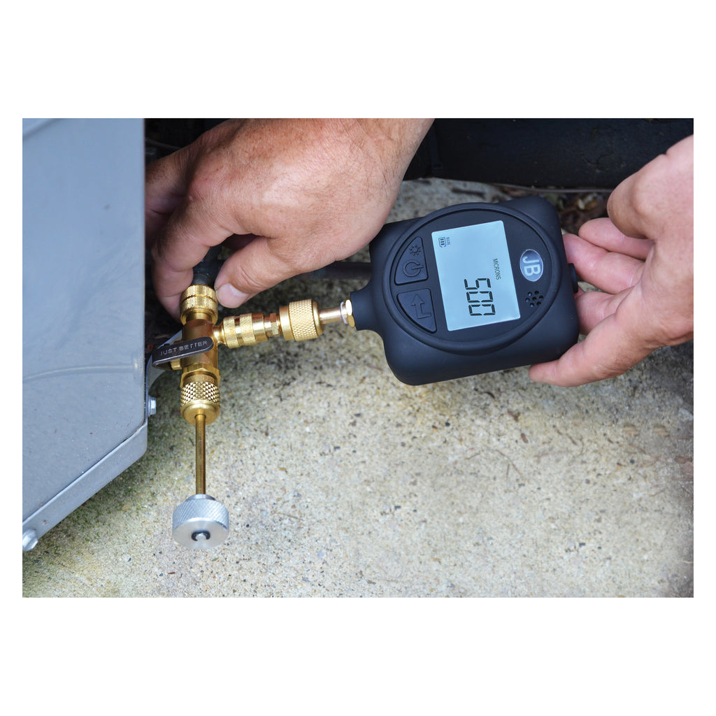 JB Industries A32525SVT Vacuum Rated Valve Core Removal Tool With 1/4 in Slide Valve Side Port and Torque Setting Knob, Brass