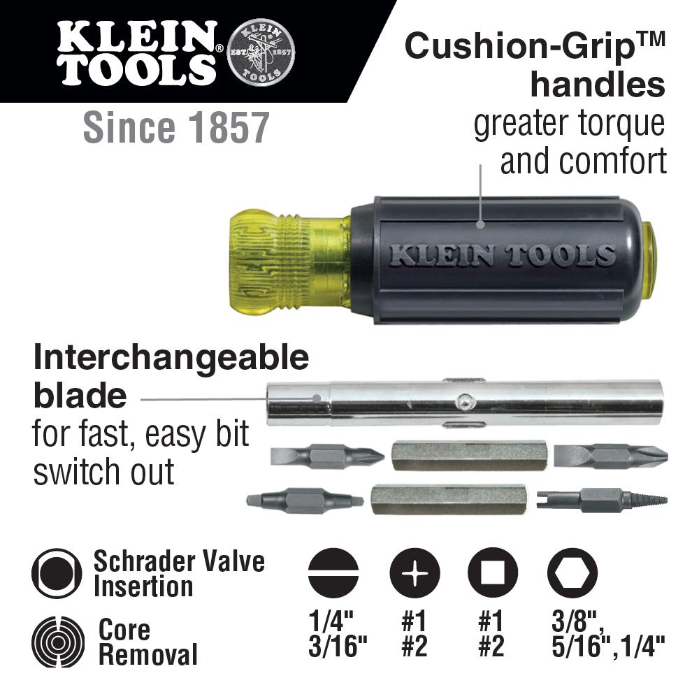 Klein 32527 11-IN-1 SCREW NUT DRIVER W/ SHRADER VALVE CORE REMOVER