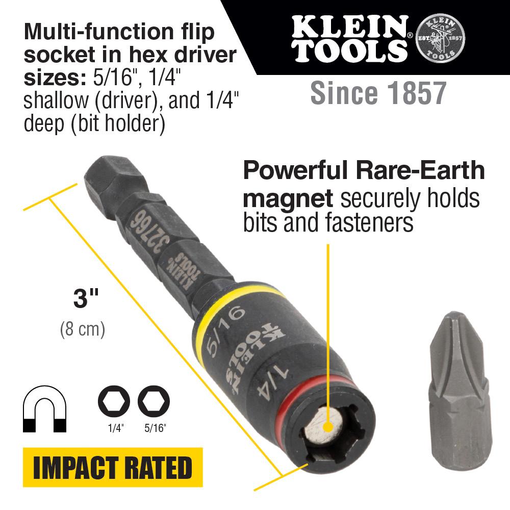 Klein 32768 3-IN-1 IMPACT FLIP 2-PC 5" & 3" LENGTH