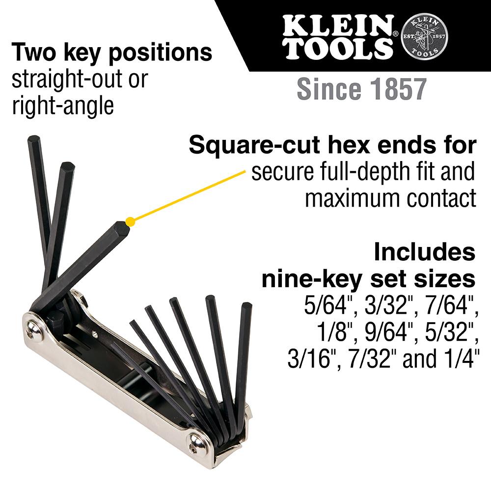 Klein 70591 HEX KEY FOLDING SET 9PC