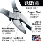 Klein D213-9NE LINEMANS SIDE CUT CUTTER 9"