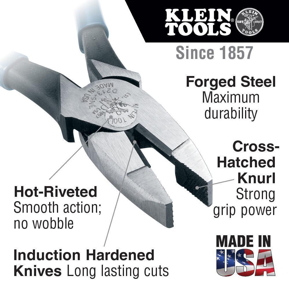 Klein D213-9NE LINEMANS SIDE CUT CUTTER 9"