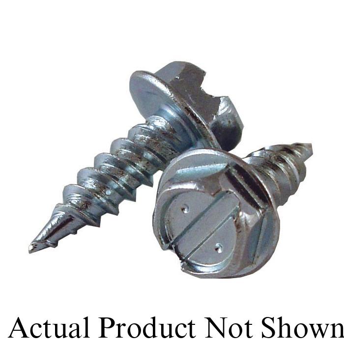 Malco  Zip-In  HW8X2ZWT Self-Piercing Sheet Metal Screw, #8, Hex Washer Head, Slotted Drive, Zinc Plated