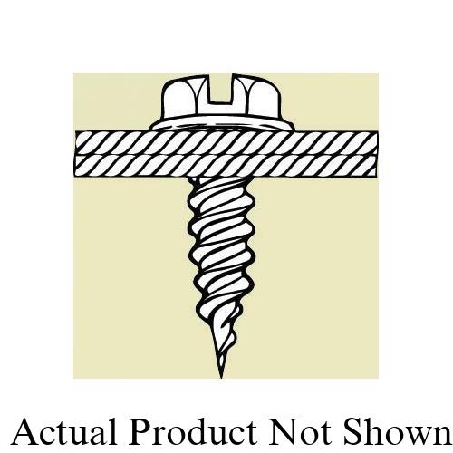 Malco  Zip-In  HW8X1/2ZT Self-Piercing Sheet Metal Screw, #8, Hex Washer Head, Slotted Drive, Zinc Plated