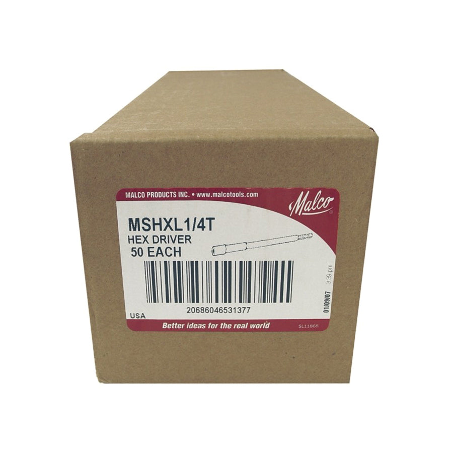 Malco  MSHXL14 Extra Long Magnetic Chuck Driver, 1/4 in Hex, Power Insert Shank