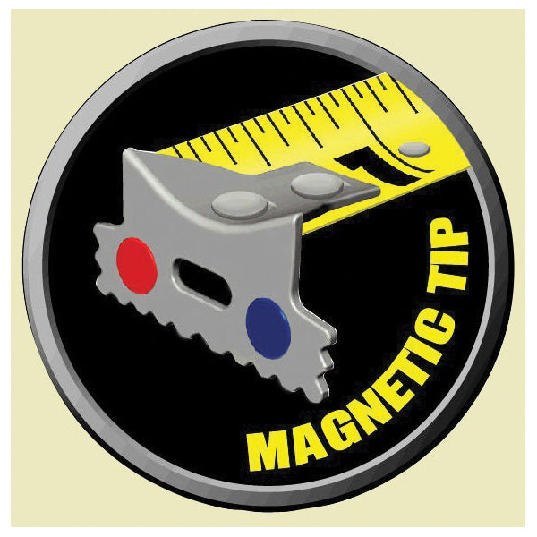 Malco  T425M Magnetic Tip Measuring Tape, 25 ft L x 1 in W Blade, Imperial Measuring System