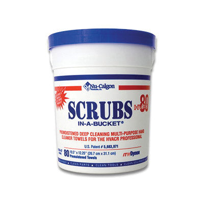 Nu-Calgon Scrubs-in-a-Bucket  4366-87 Waterless Hand Cleaning Towel, Bucket Package, Solid, Citrus, Opaque White
