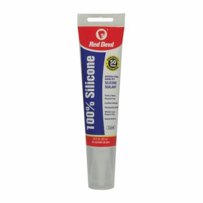 Red Devil  0820 Silicone Sealant, 2.8 oz Glaminate/Squeeze Tube, Clear, Proprietary Siloxane Blend Base