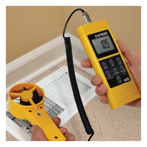 UEi Test Instruments  DAFM3B Digital Air Flow Meter, 99 to 3937 fpm, +/- 3% or reading + 39 ft/min, 32 to 122 deg F, LCD Display