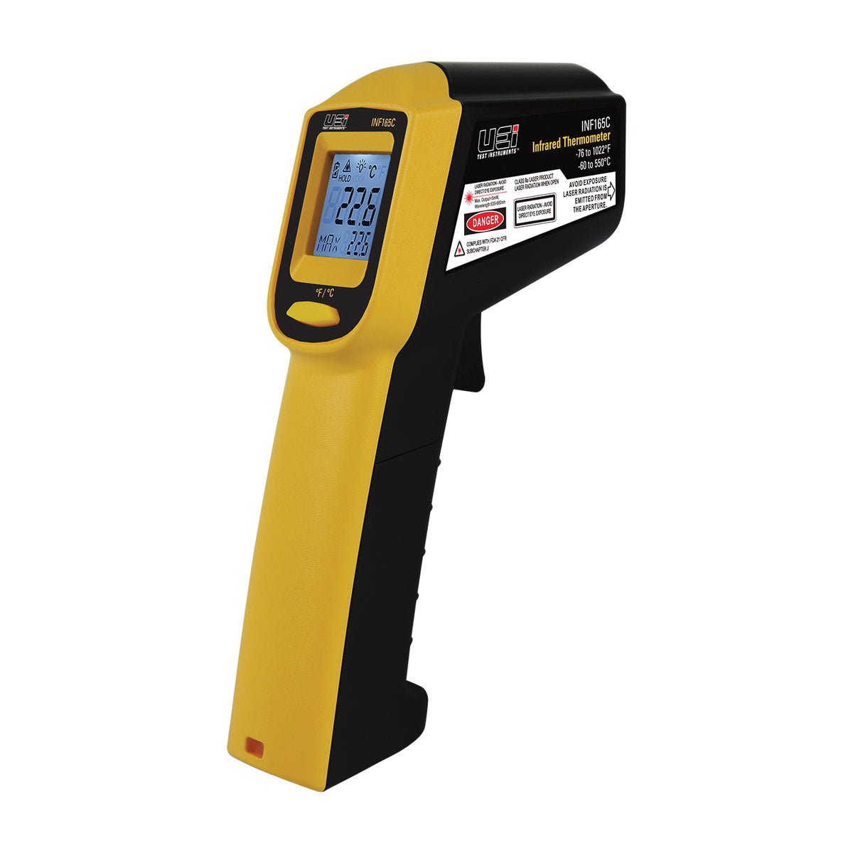 UEi Test Instruments  INF165C Infrared Thermometer, 32 to 122 deg F, +/- 2 %, 0.500694444444444 Focus Spot, 0.95 Fixed, AAA Battery