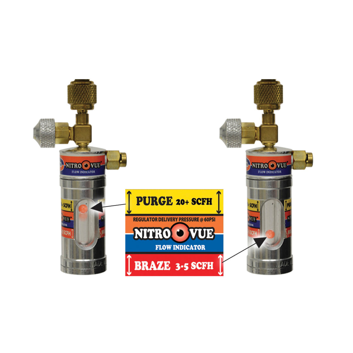 UNIWELD  NitroVue  NV1 Flow Indicator, 200 psi Pressure, Female Flare x Male Flare Connection