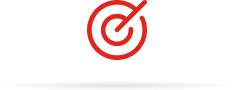 A red target icon with a diagonal slash through it, centered on a white background with a faint gray shadow beneath.