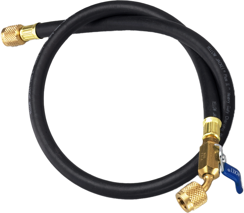 Yellow Jacket 15060 CHARGING HOSE 5 1/4^ 1/4" BLACK HVY DUTY 1/4" 45DEG X STR